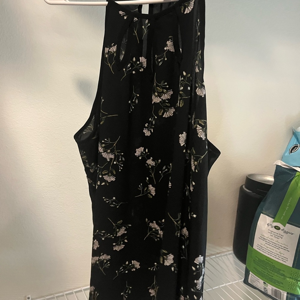 Floral Black Sleeveless Dress